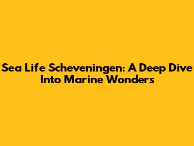Sea Life Scheveningen: A Deep Dive Into Marine Wonders