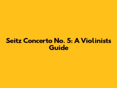 Seitz Concerto No. 5: A Violinist's Guide