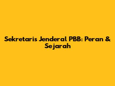 Sekretaris Jenderal PBB: Peran & Sejarah