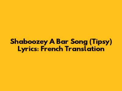 Shaboozey "A Bar Song (Tipsy)" Lyrics: French Translation