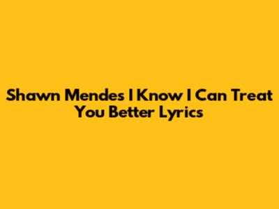 Shawn Mendes "I Know I Can Treat You Better" Lyrics