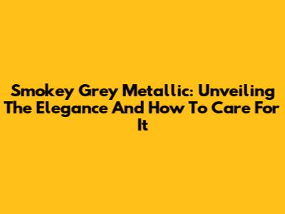 Smokey Grey Metallic: Unveiling The Elegance And How To Care For It