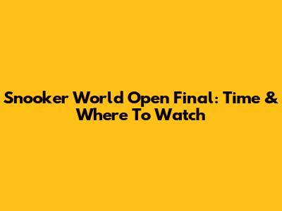 Snooker World Open Final: Time & Where To Watch