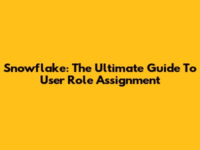 Snowflake: The Ultimate Guide To User Role Assignment