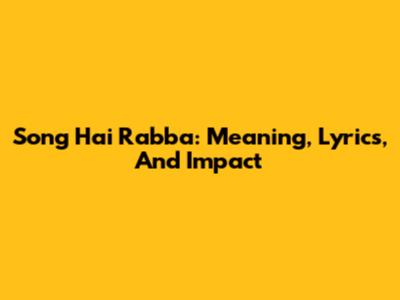 Song Hai Rabba: Meaning, Lyrics, And Impact