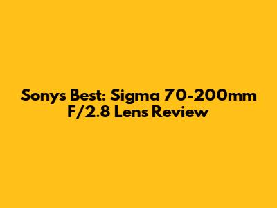Sony's Best: Sigma 70-200mm F/2.8 Lens Review