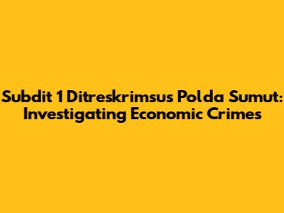 Subdit 1 Ditreskrimsus Polda Sumut: Investigating Economic Crimes