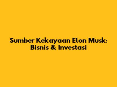 Sumber Kekayaan Elon Musk: Bisnis & Investasi