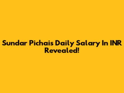 Sundar Pichai's Daily Salary In INR Revealed!