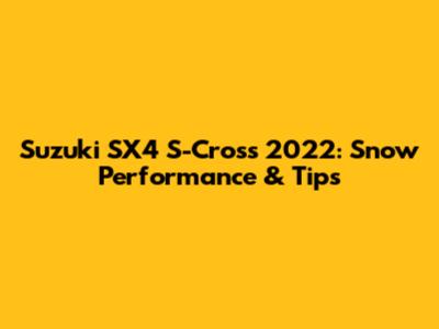 Suzuki SX4 S-Cross 2022: Snow Performance & Tips