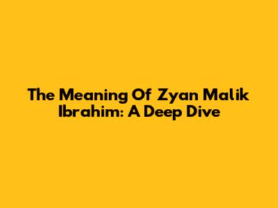 The Meaning Of Zyan Malik Ibrahim: A Deep Dive