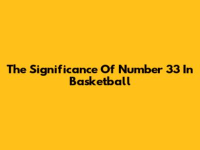 The Significance Of Number 33 In Basketball