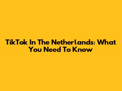 TikTok In The Netherlands: What You Need To Know