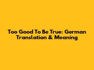 Too Good To Be True: German Translation & Meaning