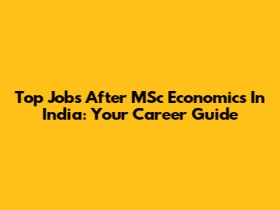 Top Jobs After MSc Economics In India: Your Career Guide
