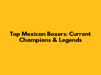 Top Mexican Boxers: Current Champions & Legends