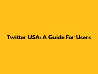 Twitter USA: A Guide For Users
