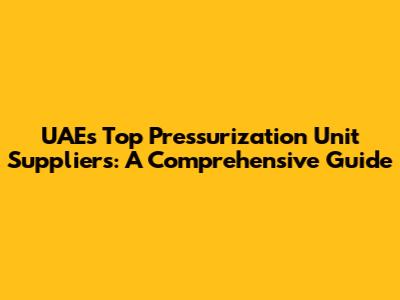 UAE's Top Pressurization Unit Suppliers: A Comprehensive Guide