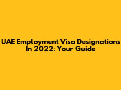 UAE Employment Visa Designations In 2022: Your Guide