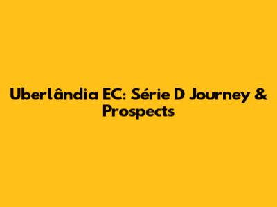 Uberlândia EC: Série D Journey & Prospects