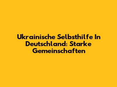 Ukrainische Selbsthilfe In Deutschland: Starke Gemeinschaften
