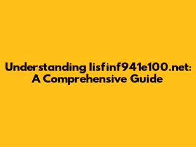 Understanding Iisfinf941e100.net: A Comprehensive Guide
