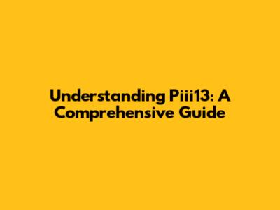 Understanding Piii13: A Comprehensive Guide