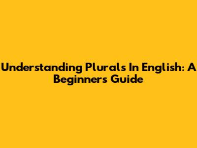 Understanding Plurals In English: A Beginner's Guide