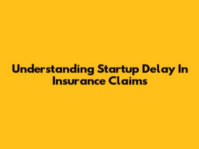 Understanding Startup Delay In Insurance Claims