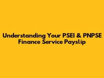 Understanding Your PSEI & PNPSE Finance Service Payslip
