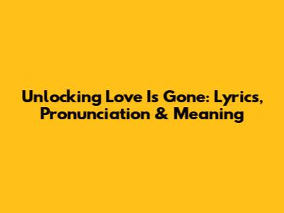 Unlocking 'Love Is Gone': Lyrics, Pronunciation & Meaning