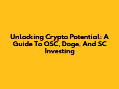 Unlocking Crypto Potential: A Guide To OSC, Doge, And SC Investing