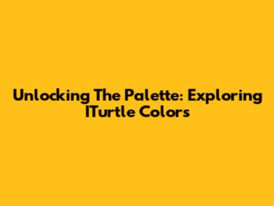 Unlocking The Palette: Exploring ITurtle Colors