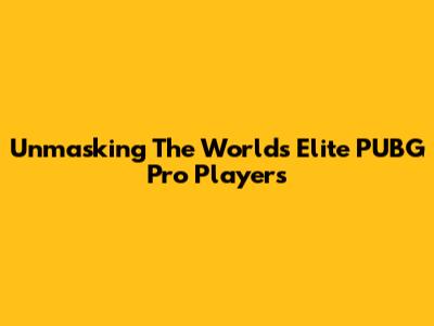 Unmasking The World's Elite PUBG Pro Players