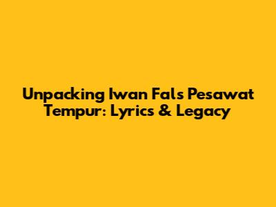 Unpacking Iwan Fals' 'Pesawat Tempur': Lyrics & Legacy