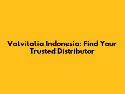 Valvitalia Indonesia: Find Your Trusted Distributor