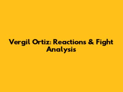 Vergil Ortiz: Reactions & Fight Analysis