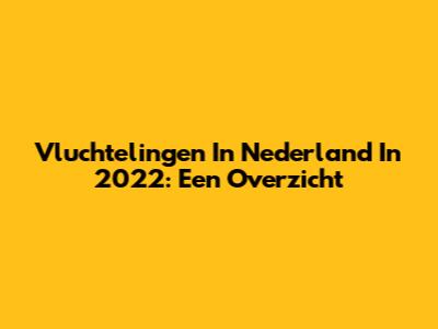 Vluchtelingen In Nederland In 2022: Een Overzicht