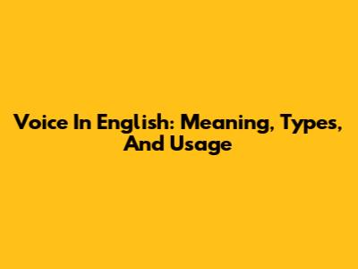 Voice In English: Meaning, Types, And Usage