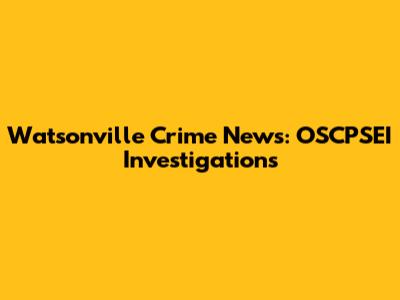 Watsonville Crime News: OSCPSEI Investigations