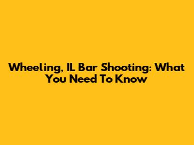 Wheeling, IL Bar Shooting: What You Need To Know