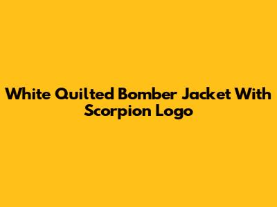 White Quilted Bomber Jacket With Scorpion Logo