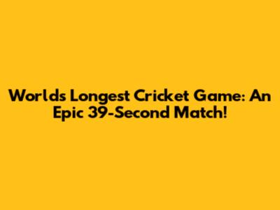 World's Longest Cricket Game: An Epic 39-Second Match!