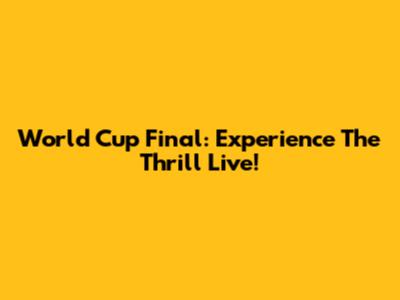 World Cup Final: Experience The Thrill Live!