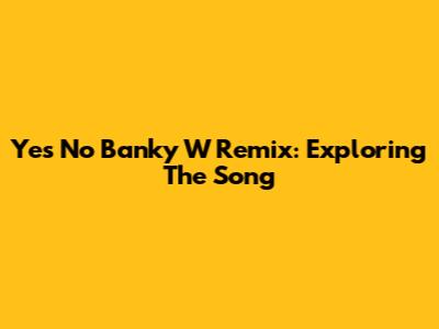 Yes No Banky W Remix: Exploring The Song