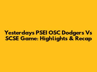 Yesterday's PSEI OSC Dodgers Vs SCSE Game: Highlights & Recap