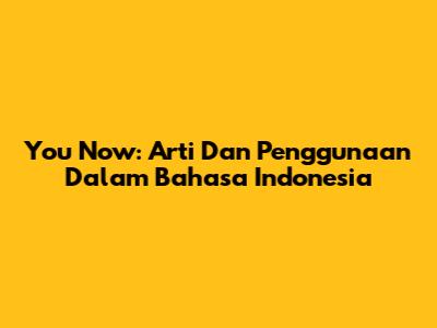 You Now: Arti Dan Penggunaan Dalam Bahasa Indonesia