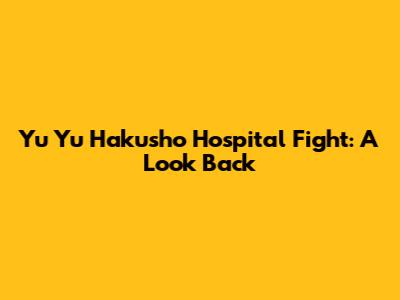 Yu Yu Hakusho Hospital Fight: A Look Back