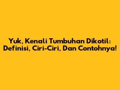 Yuk, Kenali Tumbuhan Dikotil: Definisi, Ciri-Ciri, Dan Contohnya!