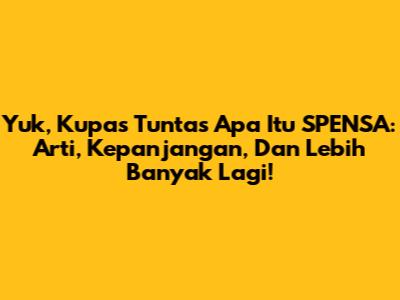 Yuk, Kupas Tuntas Apa Itu SPENSA: Arti, Kepanjangan, Dan Lebih Banyak Lagi!
